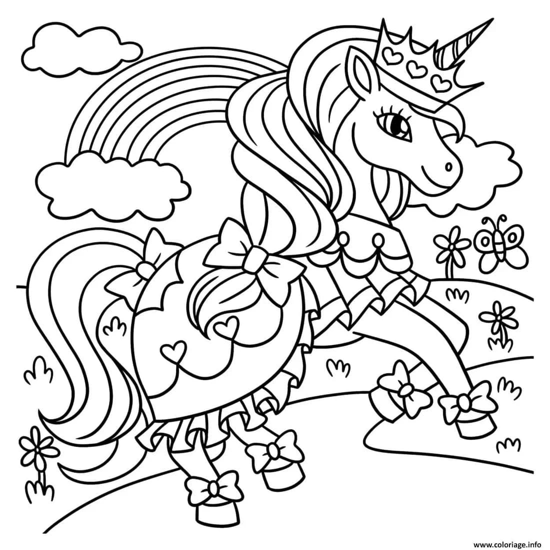 coloriage licorne avec une couronne de princesse