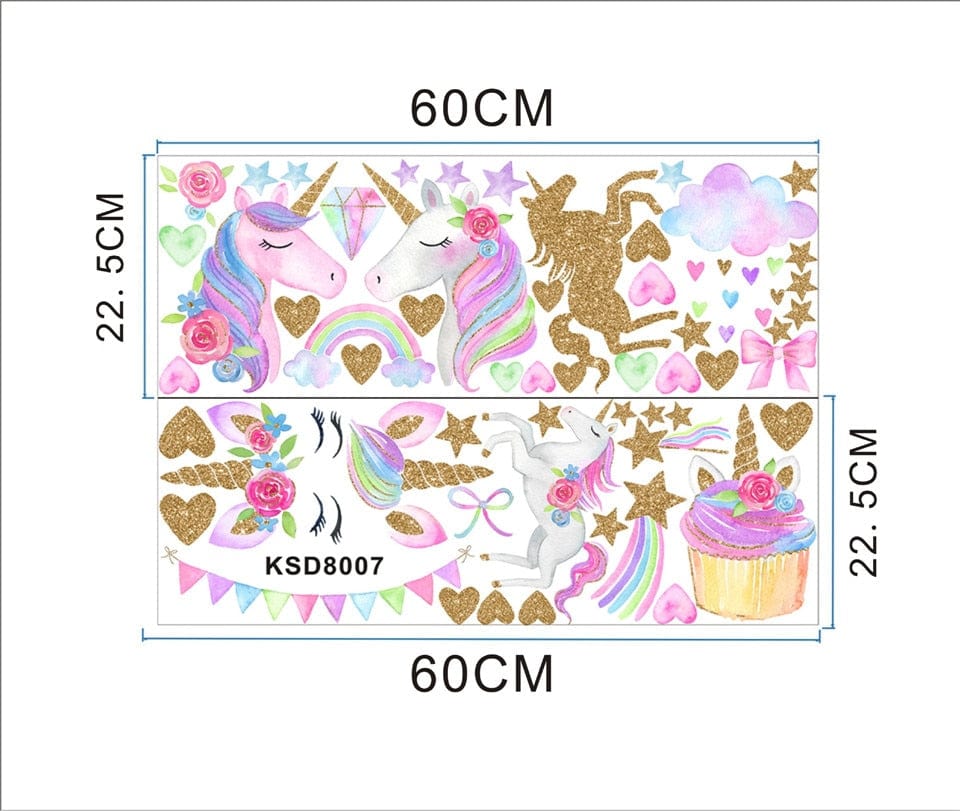 Assortiment stickers muraux licorne Ma Petite Licorne Stickers muraux