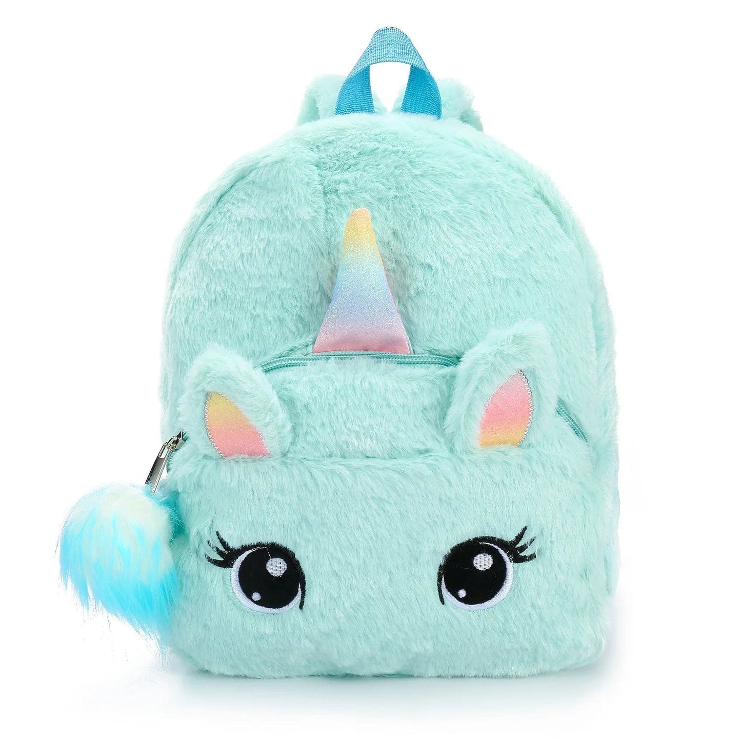 Cartable licorne tout doux avec pompon Turquoise Ma Petite Licorne Cartables