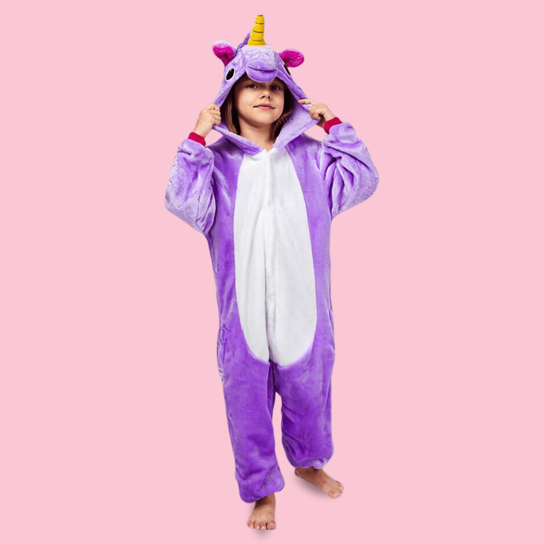 Pyjama Licorne Fille Violet Kigurumi Combinaison