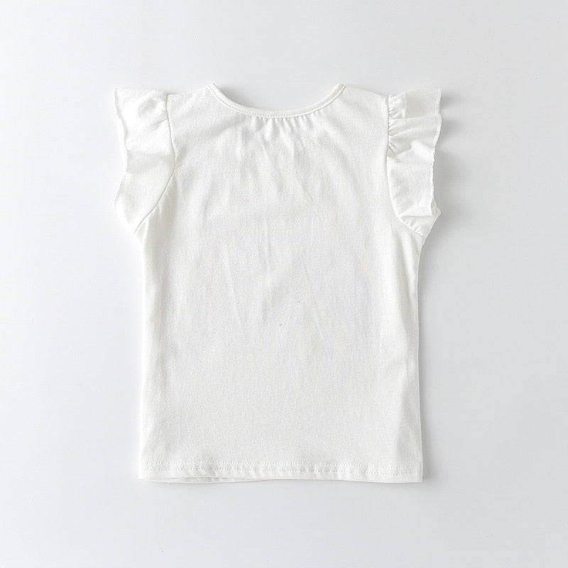 Dos T-shirt blanc imprime licorne rose et bleu Kyoto