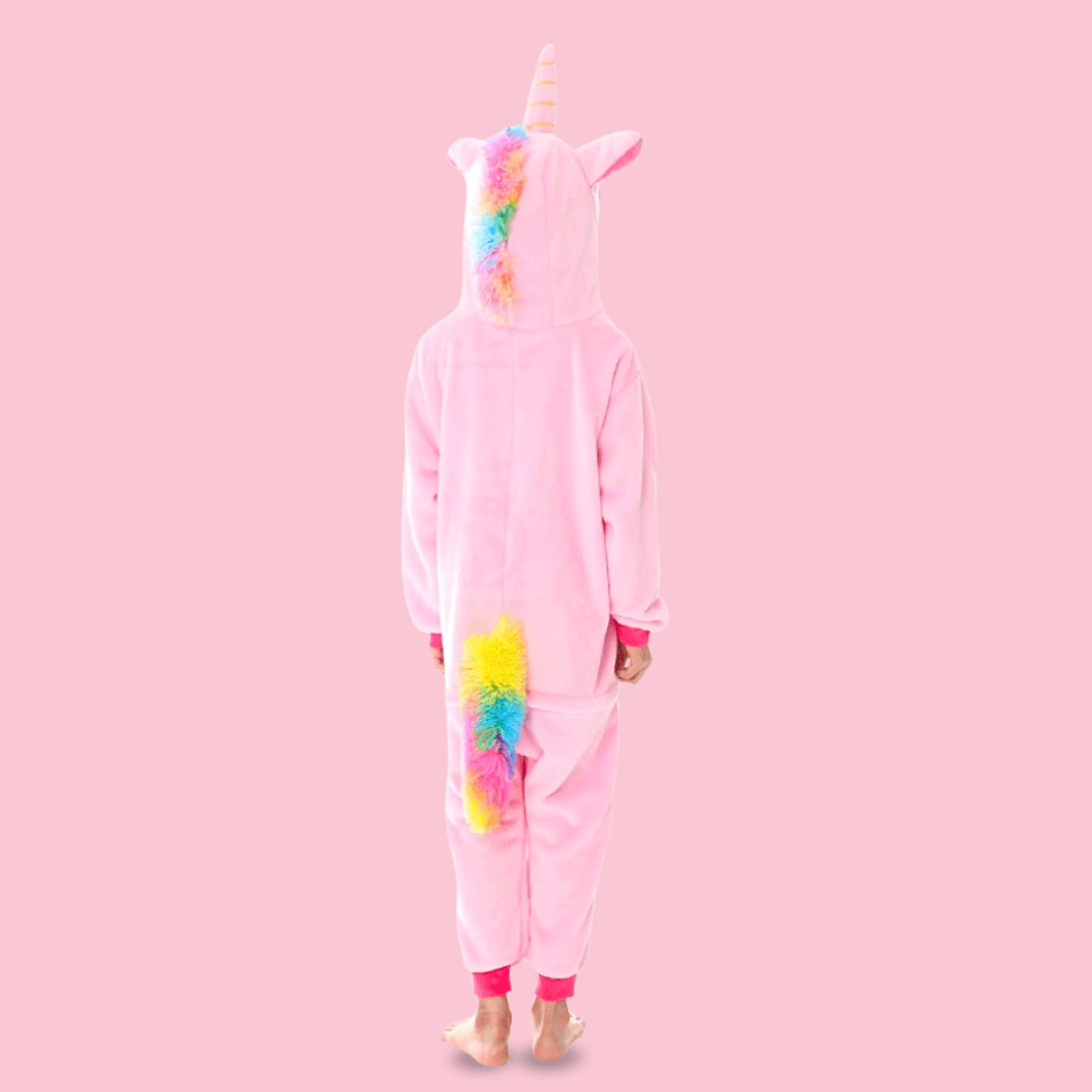 Dos Kigurumi pinku pyjama licorne rose enfant
