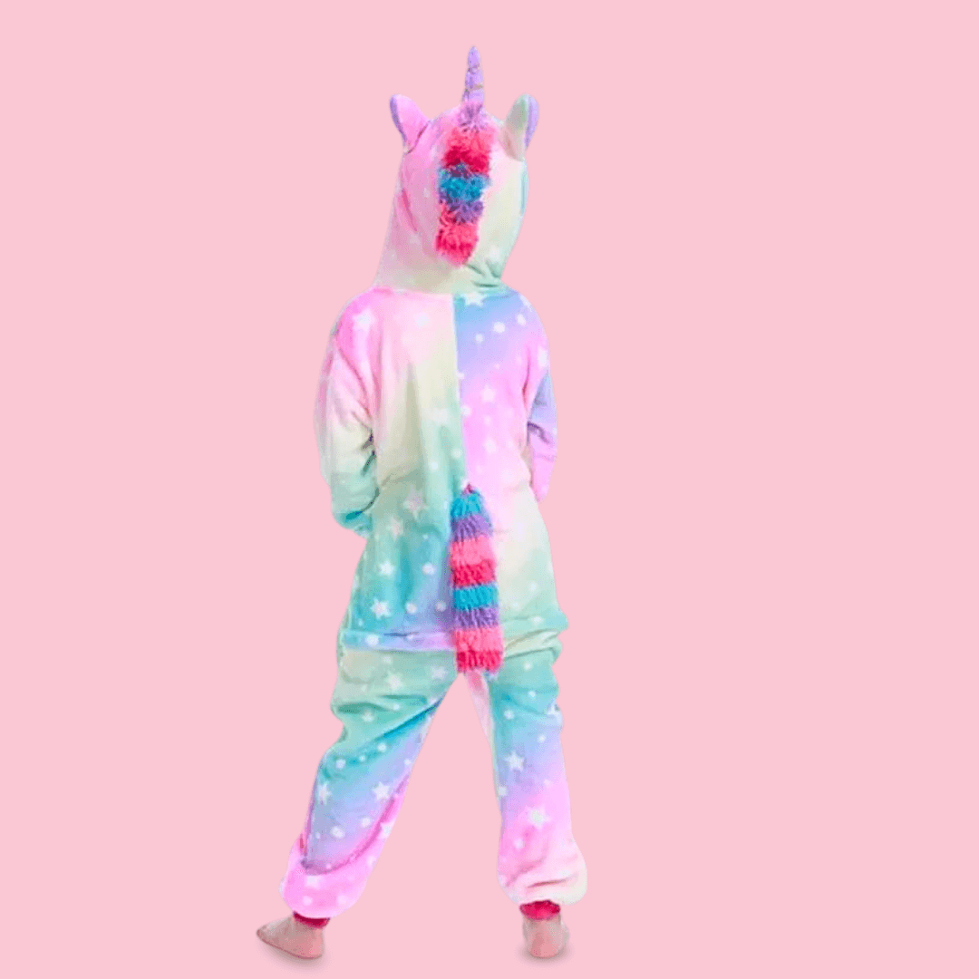 Kigurumi pyjama licorne Hoshi multicolore enfant de dos