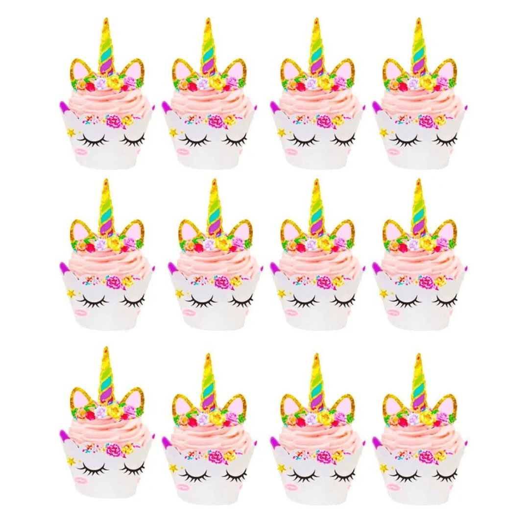 decoration licorne anniversaire cupcakes