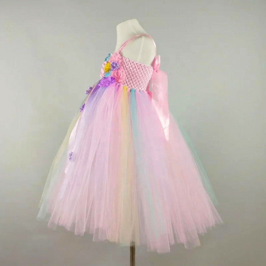 Déguisement licorne: robe bouffante multicolore