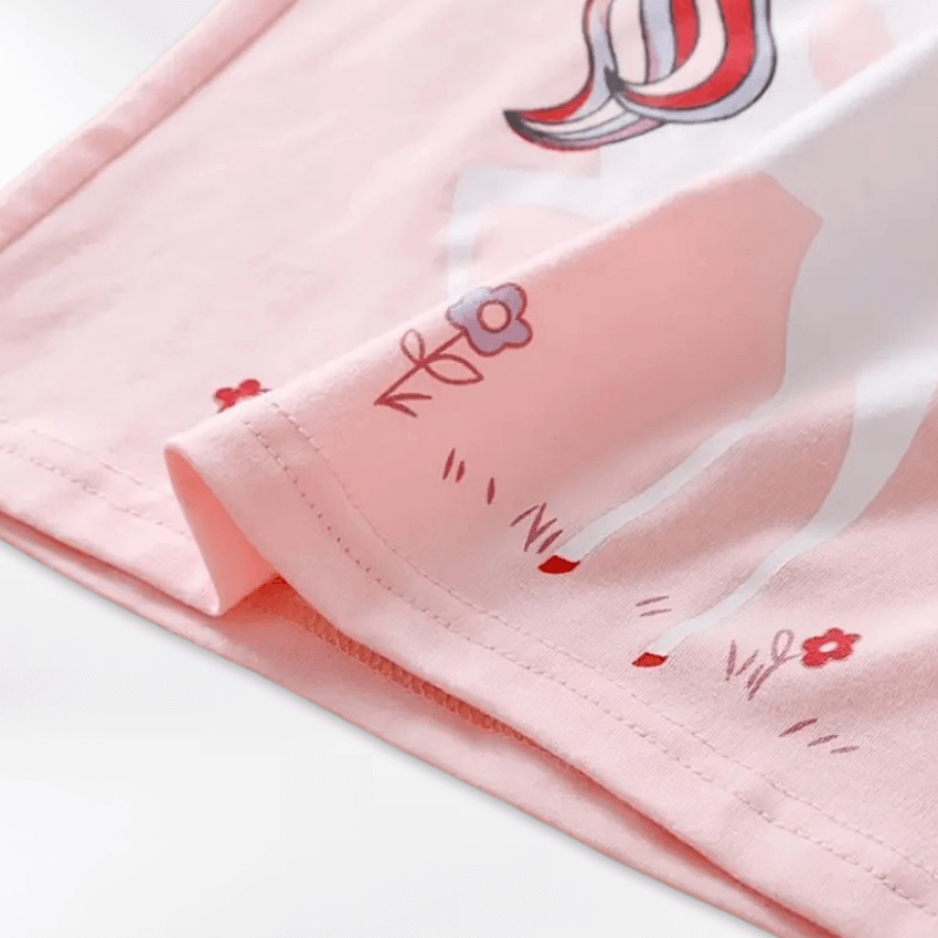 Pyjama licorne fille rose fantaisie détail des coutures