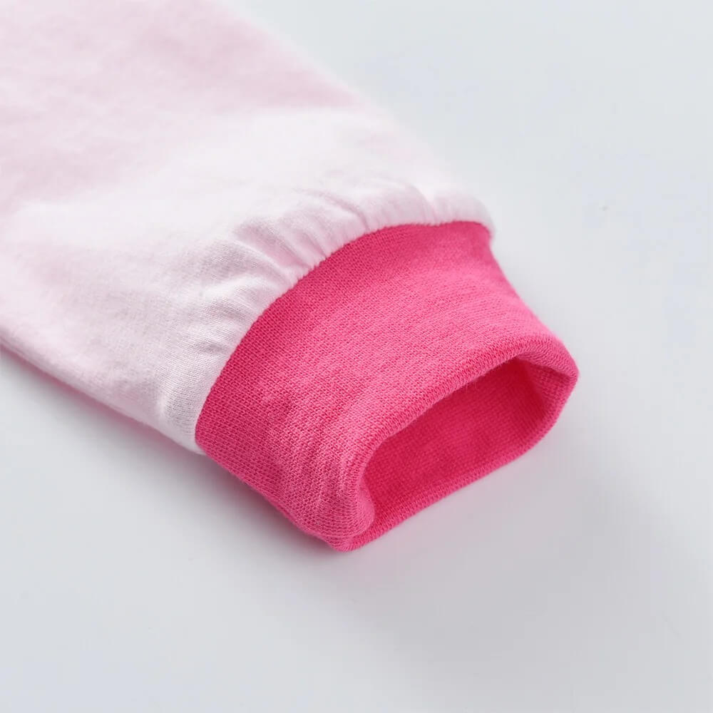 Pyjama licorne pour fille tout doux en coton bleu et rose détails de la manche