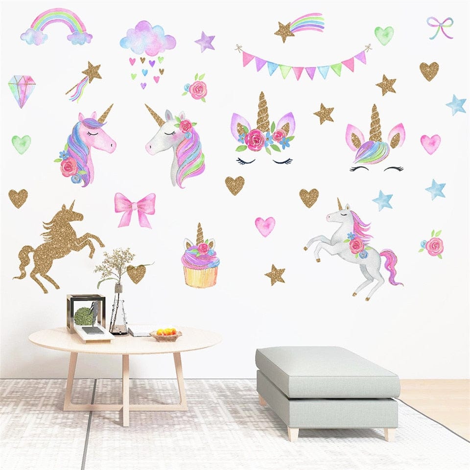 Assortiment stickers muraux licorne Ma Petite Licorne Stickers muraux
