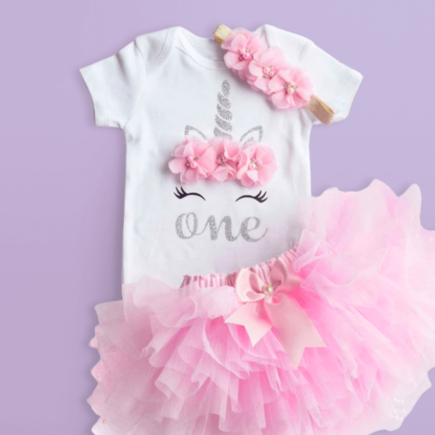 Déguisement licorne : Body Premier Anniversaire Rose Ma Petite Licorne Body