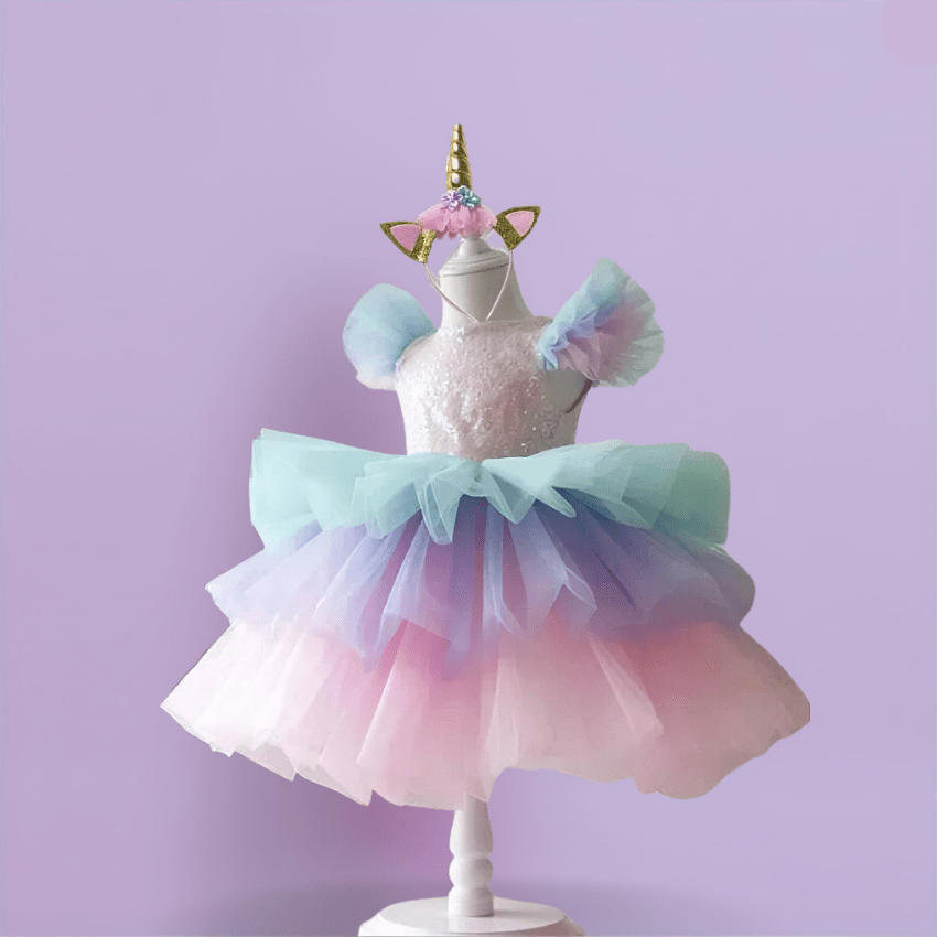 Déguisement licorne: Robe à volants 4 ans Ma Petite Licorne Robe de princesse