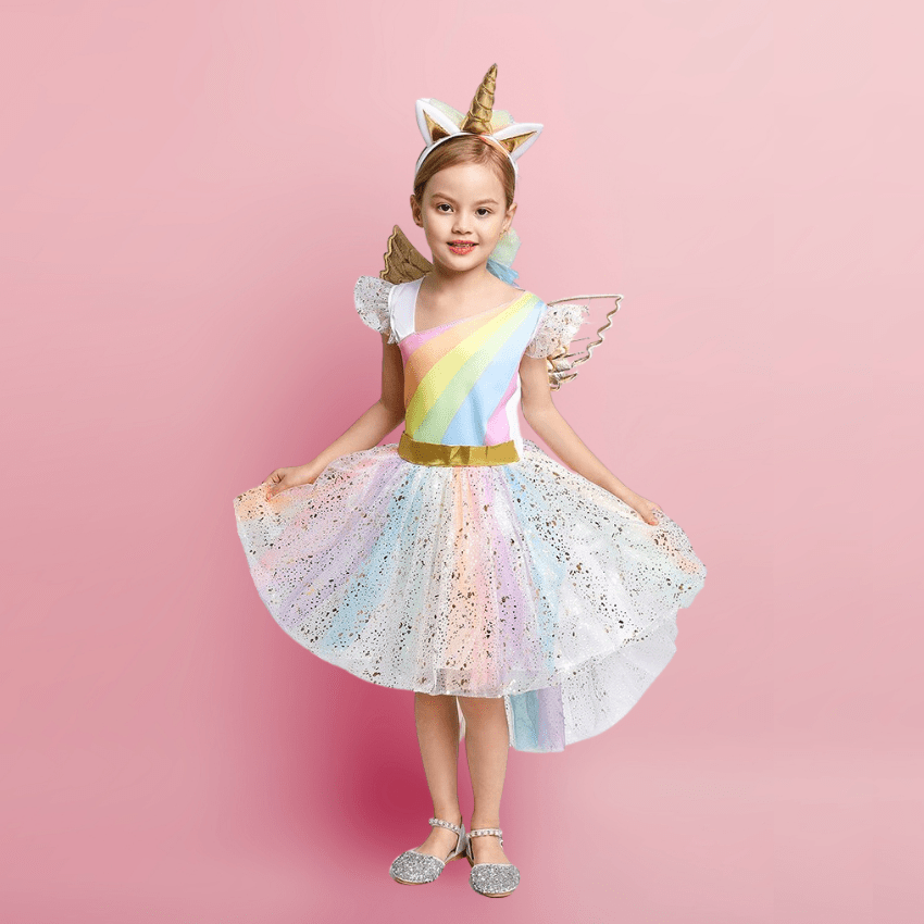 Déguisement licorne: Robe arc-en-ciel 3-4 ans Ma Petite Licorne Robe de princesse