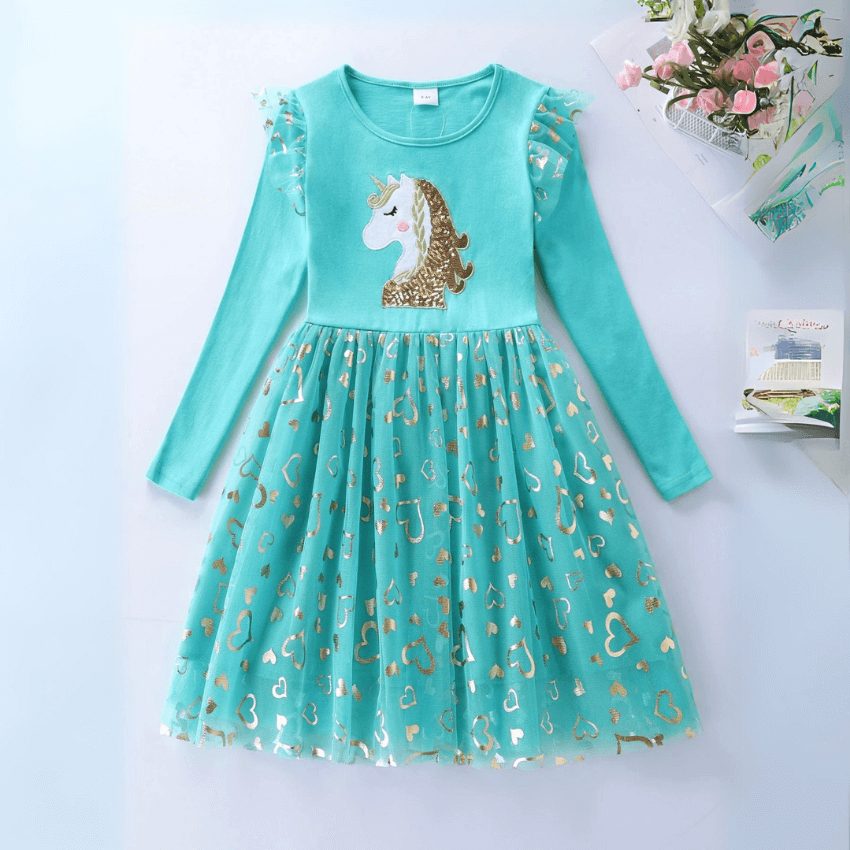 Déguisement Licorne : Robe de Fête Bleu / 3-4 ans Ma Petite Licorne Robe de princesse