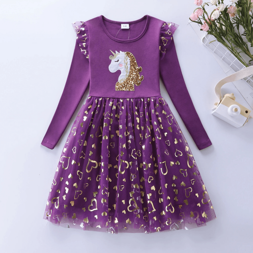 Déguisement Licorne : Robe de Fête Violet / 3-4 ans Ma Petite Licorne Robe de princesse