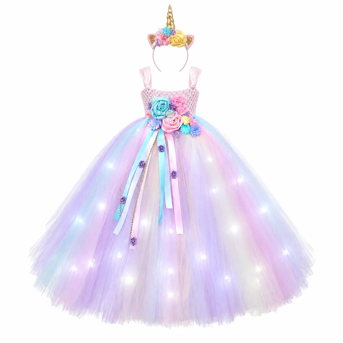 Déguisement licorne: robe lumineuse Lumière blanche / S Ma Petite Licorne Robe de princesse
