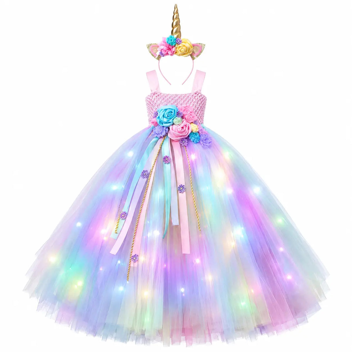 Déguisement licorne: robe lumineuse Lumières colorées / S Ma Petite Licorne Robe de princesse