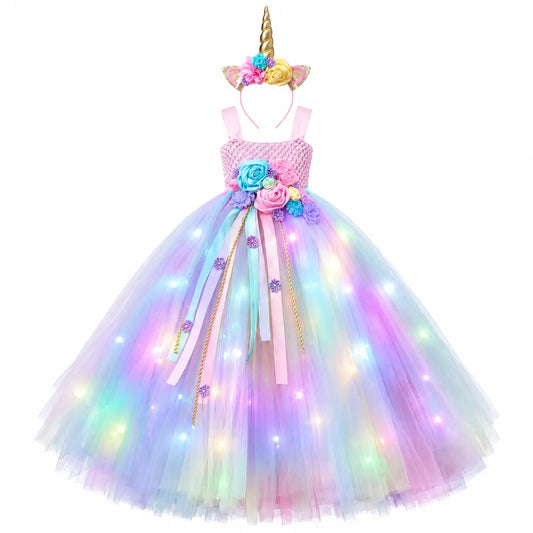 Déguisement licorne: robe lumineuse Lumières colorées / S Ma Petite Licorne Robe de princesse