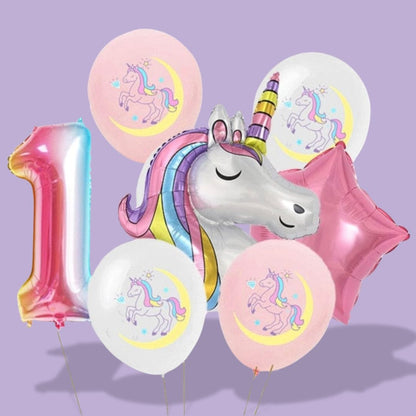 Lot de 7 ballons géants anniversaire licorne 1 Ma Petite Licorne Ballons