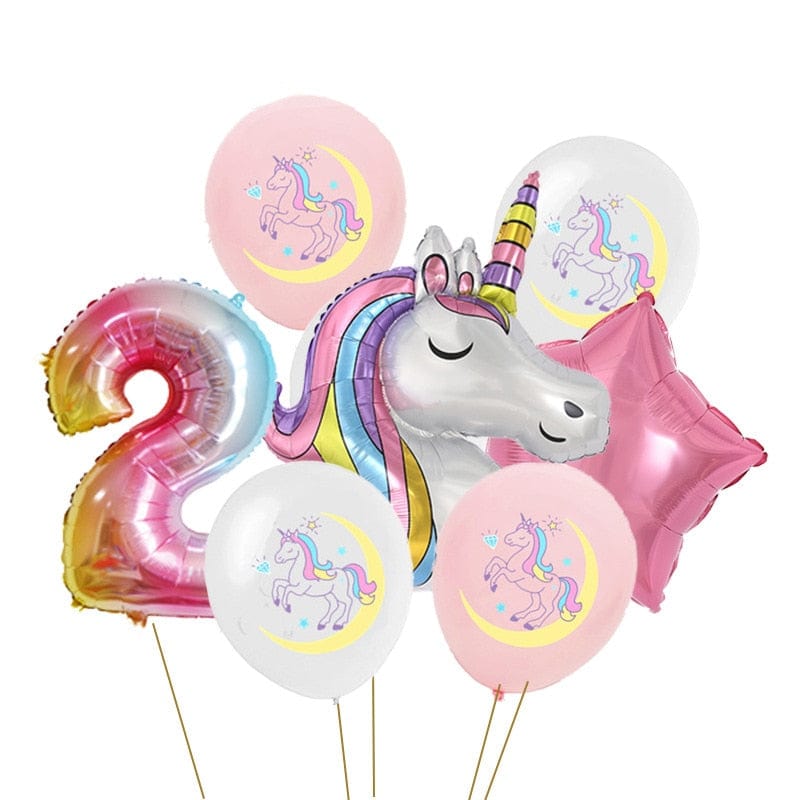 Lot de 7 ballons géants anniversaire licorne 2 Ma Petite Licorne Ballons