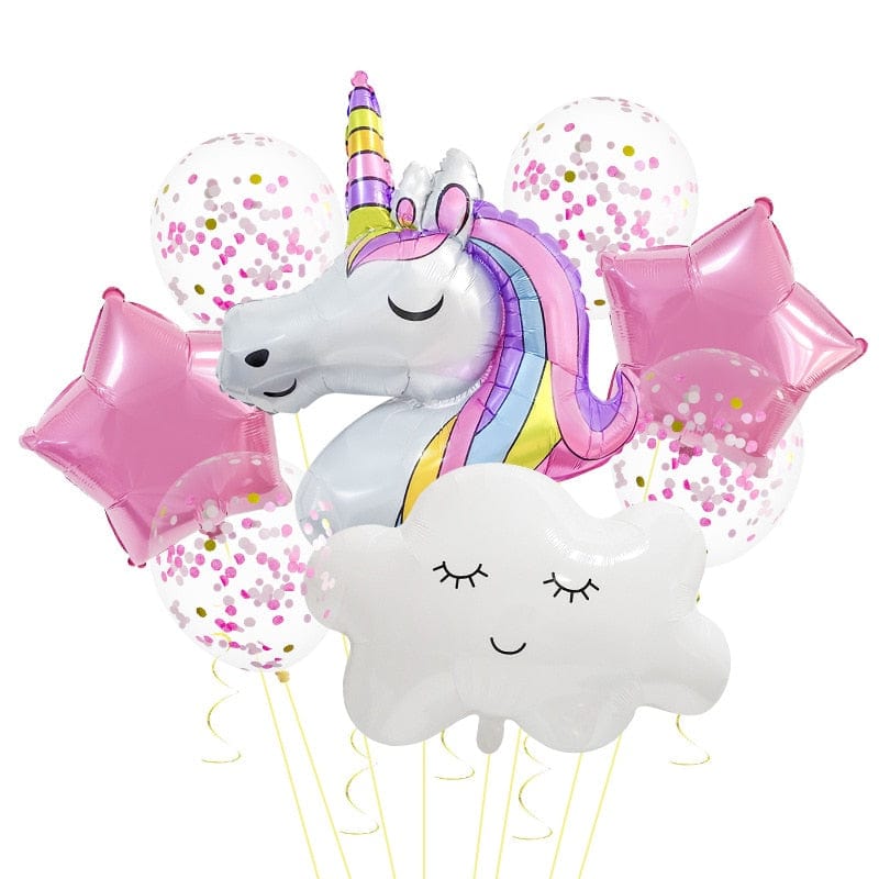 Lot de 7 ballons géants anniversaire licorne sans chiffre Ma Petite Licorne Ballons