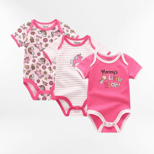 Pyjama Licorne Bébé : Lot de 3 Body Roses 3 mois Ma Petite Licorne Pyjamas licorne Bébé