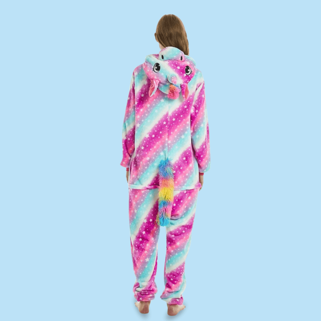 Pyjama Licorne Femme Rayé Rose et Bleu - Kigurumi (Combinaison) Ma Petite Licorne Pyjamas licorne Adulte