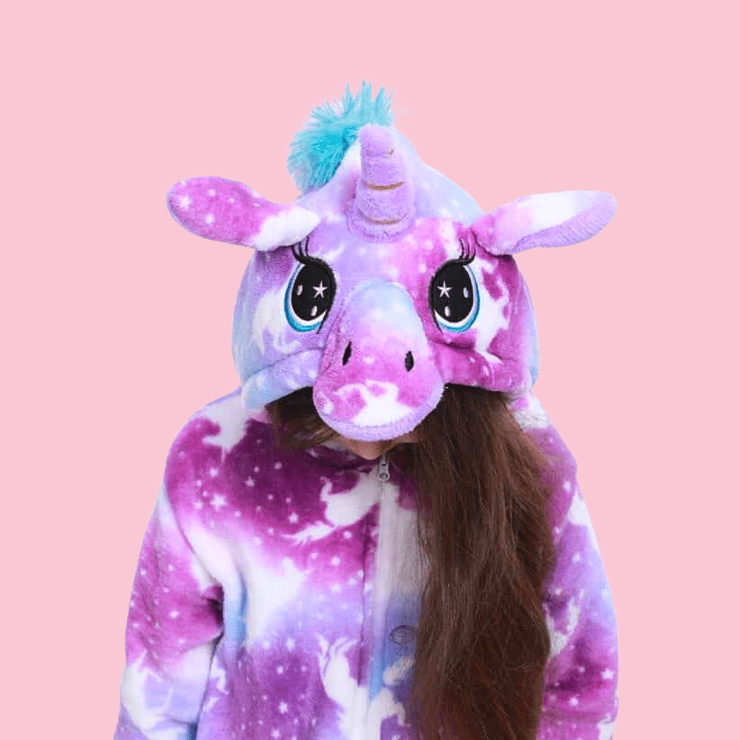 Pyjama Licorne Fille Violet et Bleu Kigurumi (Combinaison) – Ma