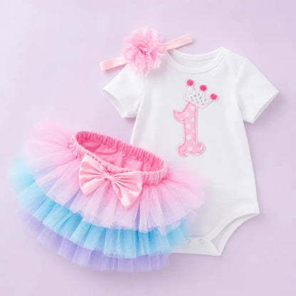 Tenue Princesse Premier Anniversaire Bébé Tricolore / 0-6M Ma Petite Licorne Body