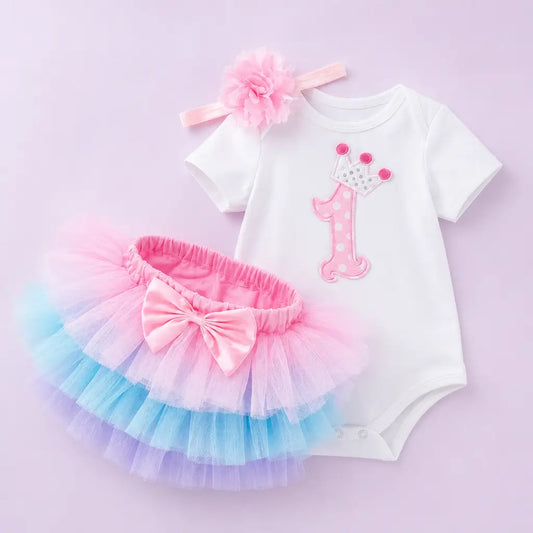 Tenue Princesse Premier Anniversaire Bébé Tricolore / 0-6M Ma Petite Licorne Body